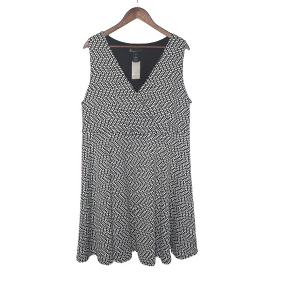 Lane Bryant Womens Polka Dot Sleeveless Dress Size 20 Black White Office Retro - Picture 1 of 15